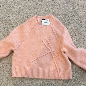 American Eagle Outfitters Peach Sweater with Bow Accent